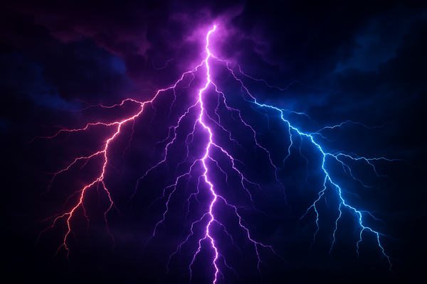Purple, pink and blue lightning